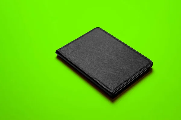 Schwarz Smart Pad Cover Mockup Schwarzes Leder Material Mit Flachen — Stockfoto