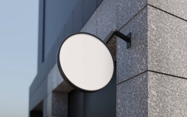 Ofis girişinde 3 boyutlu mermer sütunlarla ofis şablonu tabelalarını daire biçiminde düzenle