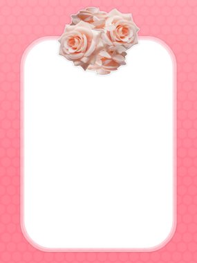 Ortadaki çiçek buketi pembe arka plan, doğa, afiş, şablon, kopyalama alanı üzerine beyaz bir çerçeve üzerine yerleştirilmiş.
