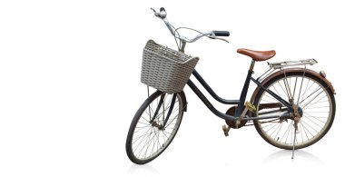 Yan görünüm diki Beyaz arkaplanda eski bisiklet, boşluğu kopyala