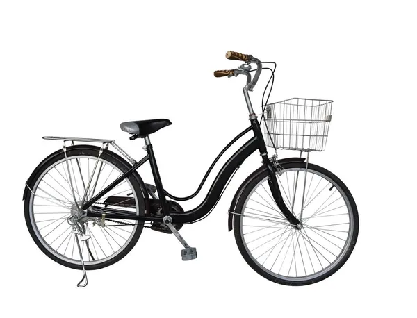 Cut Altes Schwarzes Fahrrad Auf Weißem Hintergrund Objekthintergrund Kopierraum — Stockfoto