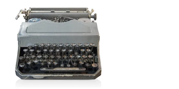 Front View Cut Old Grey Typewriter White Background Object Copy — Stockfoto