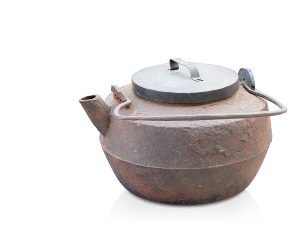 Beyaz Arkaplanda Antika Çaydanlık Antika Nesne Boşluk Kopyala — Stok fotoğraf