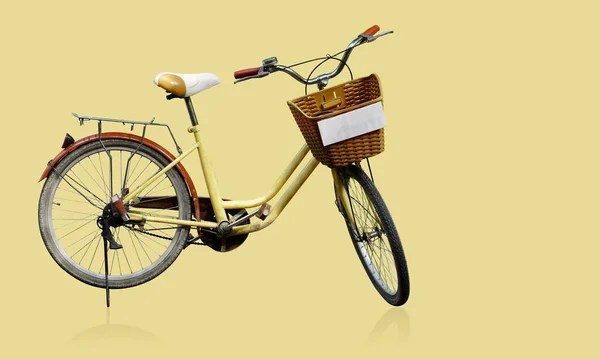 Seitenansicht Gelbes Fahrrad Auf Gelbem Hintergrund Transport Objekt Kopierraum — Stockfoto