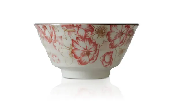 Beautiful White Red Ceramic Bowl White Background Kitchen Object Fashion Stock Photo