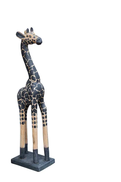 Zijaanzicht Van Houten Giraffe Witte Achtergrond Dier Decoratie Object Kopieerruimte — Stockfoto