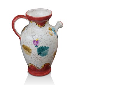 Yan görünüm, Di beyaz arkaplan, klasik, nesne, retro, kopyalama alanı üzerine antika seramik kavanozu kesti                               
