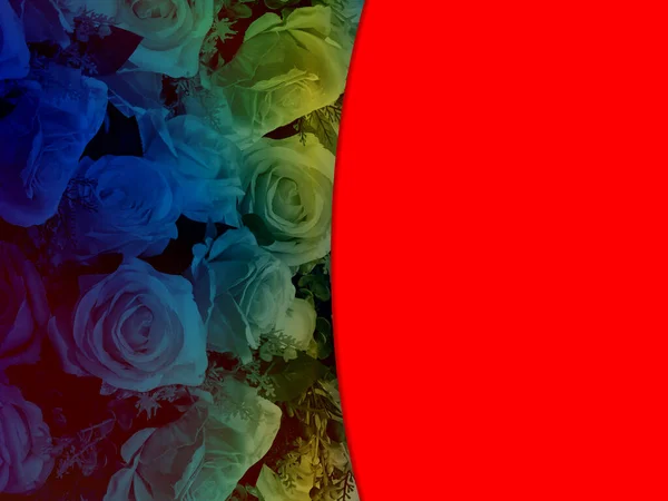 Blaue Und Grüne Rosen Blumenstrauß Auf Rotem Hintergrund Natur Visitenkarte — Stockfoto