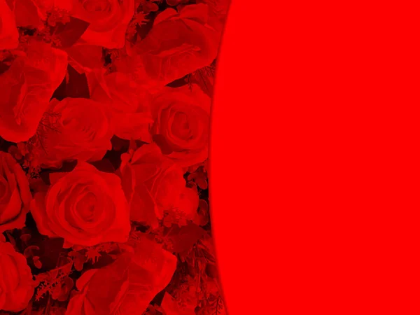 红色玫瑰和花朵的红色图案背景 — 图库照片