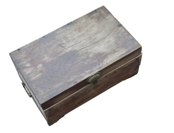 Alte Braune Schachtel Auf Weißem Hintergrund Objekt Jahrgang Retro Kopierraum — Stockfoto