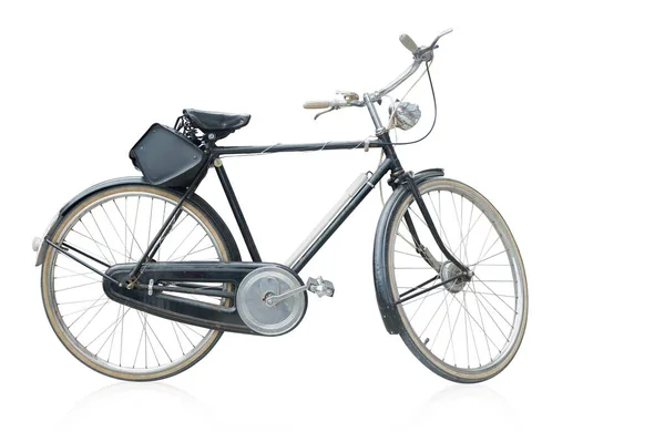 Nahaufnahme Seitenansicht Schwarzes Fahrrad Auf Weißem Hintergrund Objekt Modern — Stockfoto