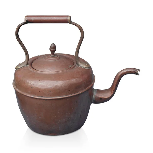 Side View Antique Brown Pot White Background Vintage Retro Copy Stock Image