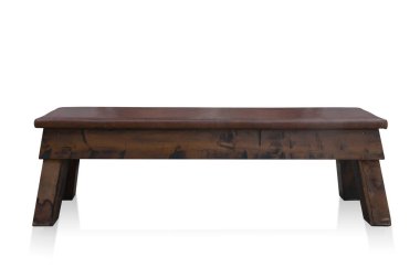 Öngörünüm beyaz zemin üzerinde eski kahverengi deri bank, nesne, antika, retro, dekor, kopyalama alanı