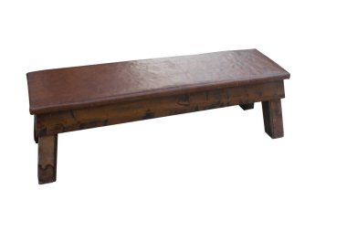 Beyaz arkaplanda antika kahverengi deri bank, nesne, antika, dekor, eski, kopyalama alanı