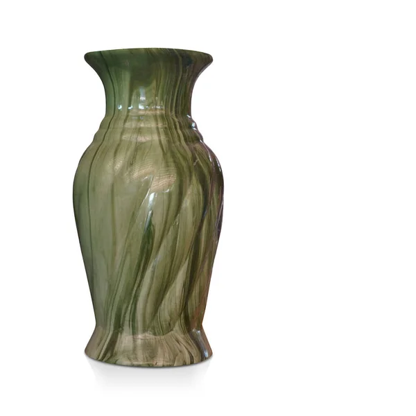Přední Pohled Zelená Mramorová Váza Váza Bílém Pozadí Dekor Retro — Stock fotografie