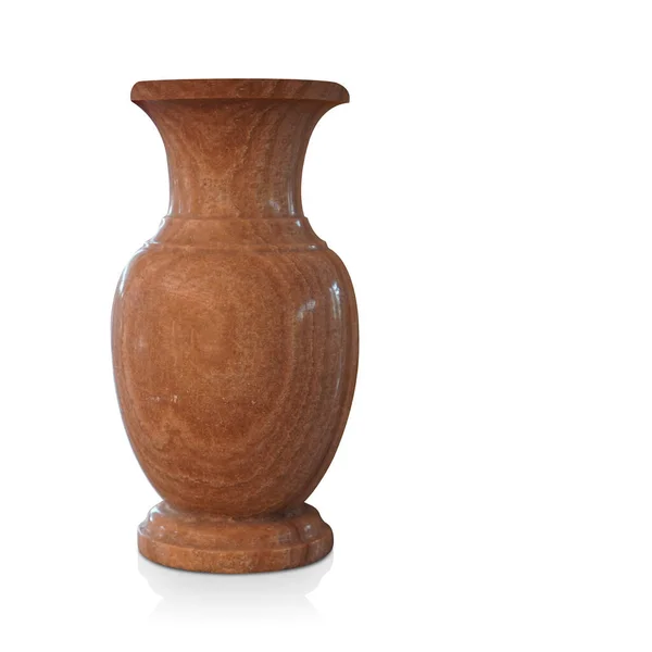 Front View Orange Brown Marble Vase Vase White Background Decor — Stock Photo, Image