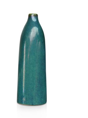 Di kesmiş antika Zümrüt yeşil vazo beyaz arkaplan, nesne, kopyalama alanı                               