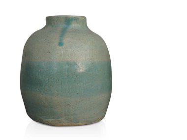 Ön manzara Di antika yeşil seramik vazoyu beyaz arkaplan, klasik, nesne, kopyalama alanı                               