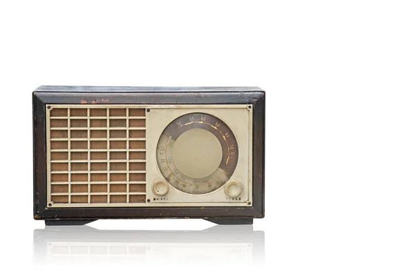 Front View Cut Brown Old Radio White Background Isolated Technology — Stock fotografie