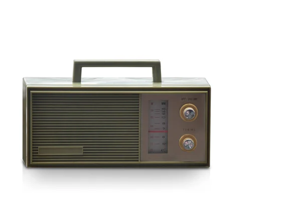 Widok Przodu Zielone Radio Białym Tle Obiekt Vintage Retro Moda — Zdjęcie stockowe