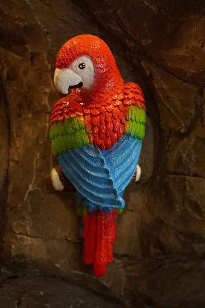 Красивий Папуга Кам Яній Стіні Тварина Єкт Ретро Вінтаж Декор — стокове фото
