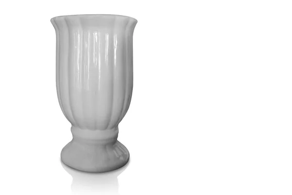 Vase Céramique Blanche Antique Sur Fond Blanc Objet Rétro Vintage — Photo