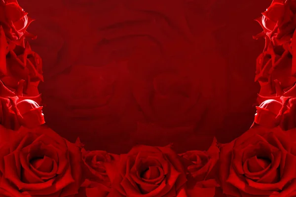 Rote Rosen Strauß Blume Gestapelt Hintergrund Natur Objekt Jahrgang Banner — Stockfoto