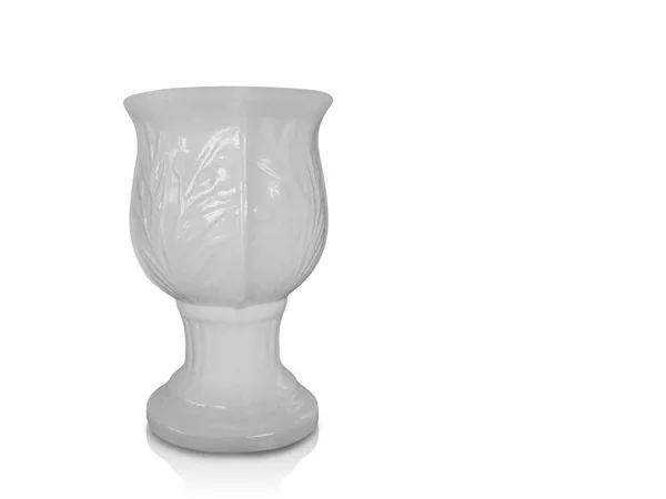 Vase Céramique Blanche Sur Fond Blanc Objet Rétro Vintage Décor — Photo