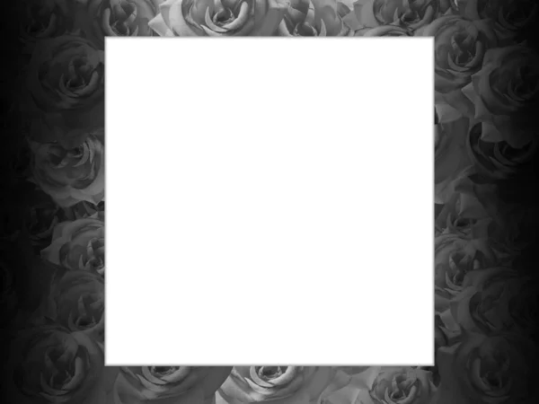 Weiße Quadratische Verlegung Auf Muster Schwarze Rosen Hintergrund Banner Vorlage — Stockfoto