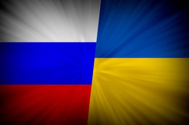 desenli hız ve teknoloji, yarı Ukrayna ve Rusya bayrak arkaplan, nesne, şablon, bayrak, dekor, ulusal bayrak sembolü