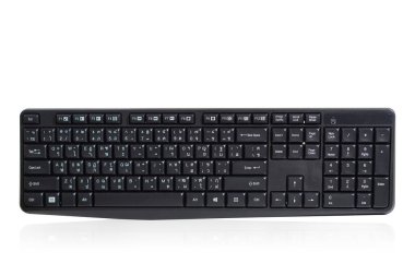 Öngörünüm siyah ve beyaz bilgisayar klavye plastiği beyaz arkaplan, nesne, boşluğu kopyala