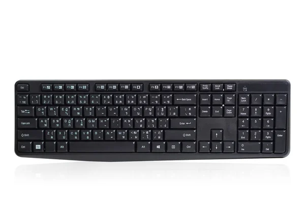 Vorderseite Schwarz Weiße Computertastatur Kunststoff Auf Weißem Hintergrund Objekt Kopierspac — Stockfoto