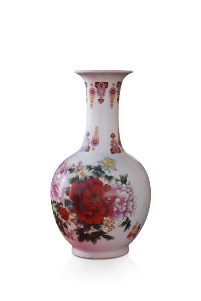 Antique White Ceramic Vase White Background Vintage Ancient Decor Object — Stock Photo, Image