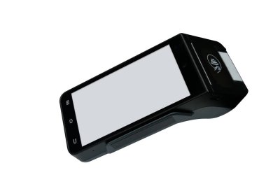 yan görünüm, beyaz ekran ve siyah kredi kartı geçiş beyaz arkaplan, nesne, teknoloji, iş, modern, kopyalama alanı