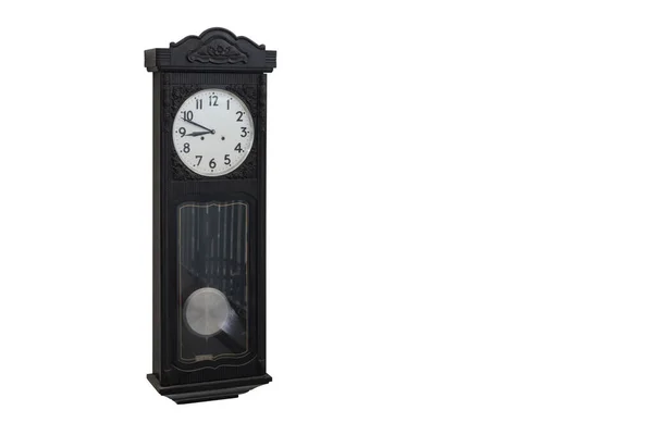 Εσωτερικό Αριστερά Όμορφη Αντίκα Μαύρο Ξύλινο Και Άσπρο Ρολόι Τοίχου — Φωτογραφία Αρχείου