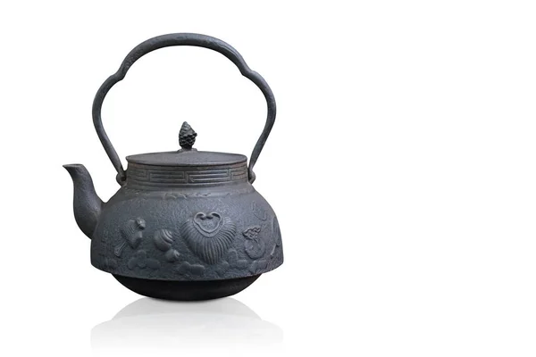 Antique Black Brown Copper Teapot White Background Object Vintage Keep — Zdjęcie stockowe