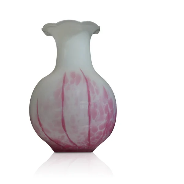 Front View White Pink Ceramic Vase White Background Object Decor — Stockfoto
