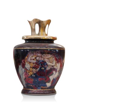 Beyaz zemin üzerinde altın kapak ve altın çömlek kap, nesne, mutfak, klasik, modern, kopyalama alanı