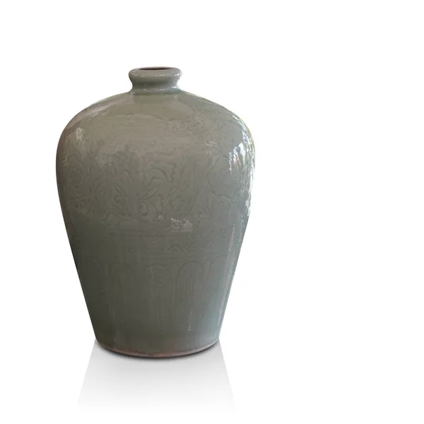 Antique Liquor Jar Made Ceramic White Background Object Vintage Retro — Stockfoto