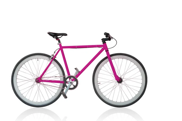 Side View Pink Black Bicycle White Background Object Fashion Sport — Fotografia de Stock