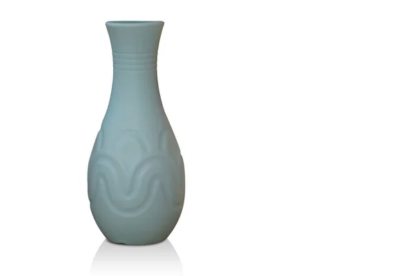 Beautiful Green Ceramic Vase White Background Fashion Decor Retro Vintage — Stockfoto