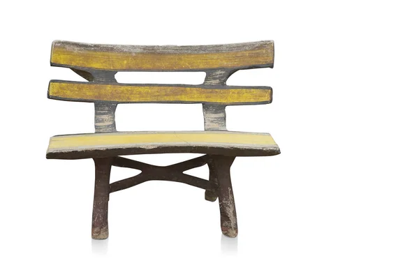 Front View Old Dirty Brown Yellow Cement Chair White Background — 스톡 사진