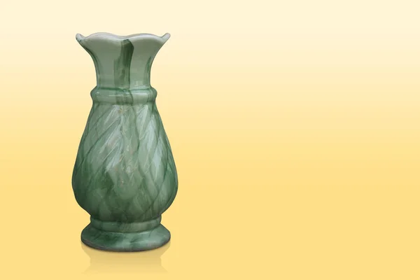 Front View Green Ceramic Vase White Background Object Nature Decor — Stockfoto