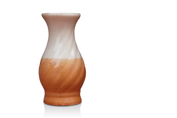Half Color White Orange Ceramic Vase White Background Object Fashion — Stockfoto