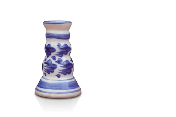 Antike Blaue Und Weiße Keramik Kleine Tasse Auf Dem Weißen — Stockfoto