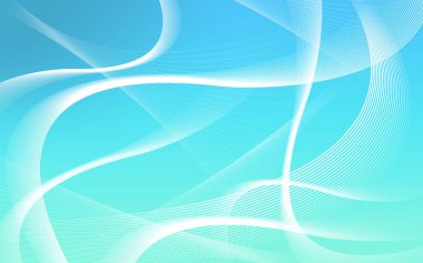 Mavi ve yeşil arkaplanda soyut beyaz çizgiler eğrisi ve lazer ışını, pankart, şablon, dekor, moda, teknoloji