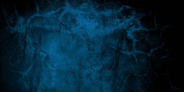Arka plan için korkutucu koyu mavi çatlak duvar
