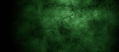 Arka plan için korkunç koyu yeşil sisli çatlak duvar