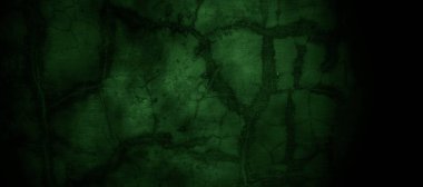 Arka plan için korkunç koyu yeşil sisli çatlak duvar