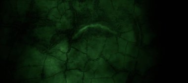 Arka plan için korkunç koyu yeşil sisli çatlak duvar